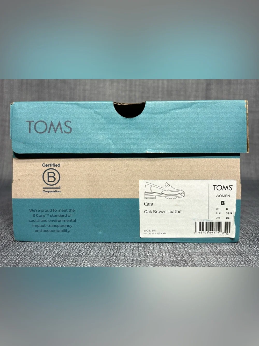 Toms Women's Cara Lug Sole Loafers Dark Brown Leather Size 8